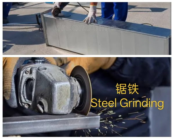 Angle grinder cutting steel with sparks flying