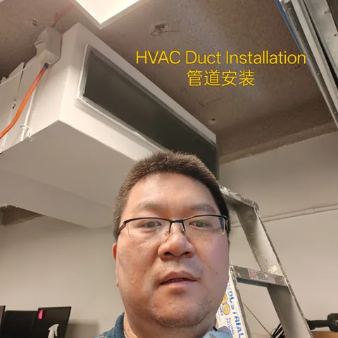 Ceiling air-conditioning duct outlet box being installed