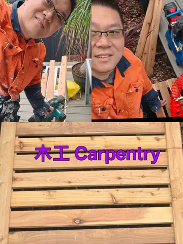Handyman cutting timber battens and the finished slat panel