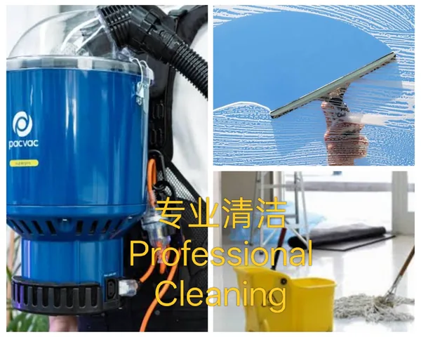 Vacuuming and window cleaning with commercial cleaning equipment